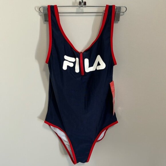 NWT Girls  FILA Quarter zip one piece swimsuit size 14 - Picture 1 of 7